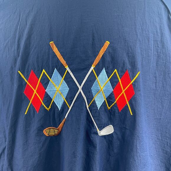 VTG Sunderland of Scotland Embroidered Argyle Golf Windbreaker XL Jacket Preppy - Picture 2 of 6